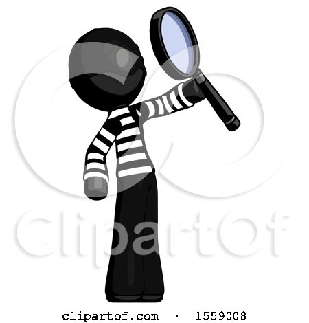 Black Thief Man Inspecting with Large Magnifying Glass Facing up by Leo Blanchette