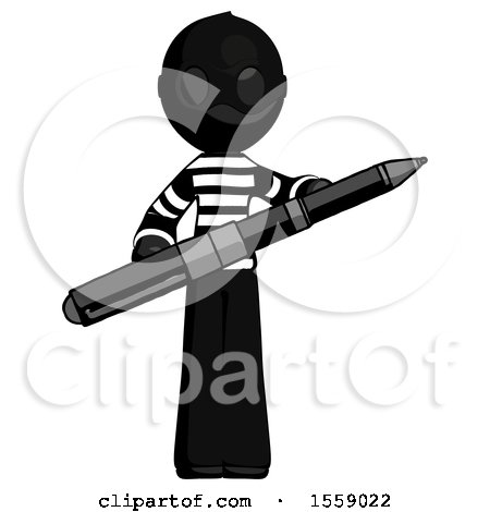 Black Thief Man Posing Confidently with Giant Pen by Leo Blanchette