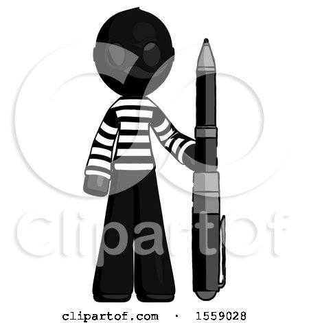 Black Thief Man Holding Large Pen by Leo Blanchette