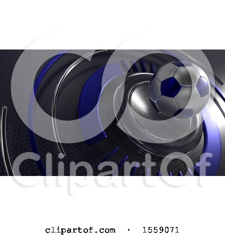 Clipart of a 3d Soccer Ball Background - Royalty Free Illustration by KJ Pargeter