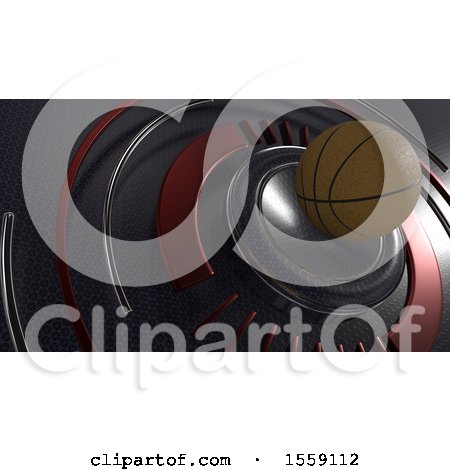 Clipart of a 3d Basketball Background - Royalty Free Illustration by KJ Pargeter
