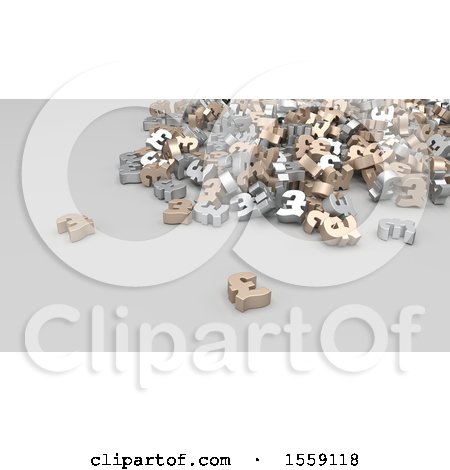 Clipart of a 3d Pound Sterling Pile, on a Shaded Background - Royalty Free Illustration by KJ Pargeter