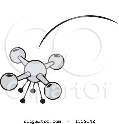 Clipart of a Cartoon Drone Flying - Royalty Free Vector Illustration by Johnny Sajem