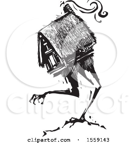 Clipart of a Walking House with Legs - Royalty Free Vector Illustration by xunantunich