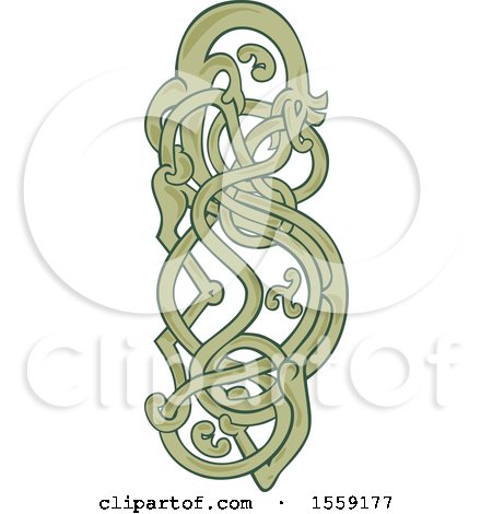Clipart of a Urnes Snake Mono Line Styled Design - Royalty Free Vector Illustration by patrimonio