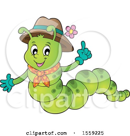 Clipart of a Caterpillar Holding up a Finger - Royalty Free Vector Illustration by visekart