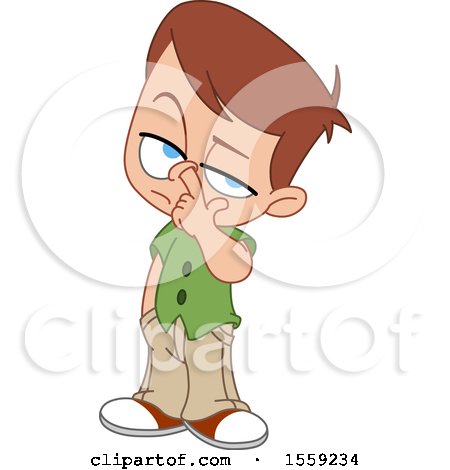 Clipart of a Little Boy Picking His Nose - Royalty Free Vector Illustration by yayayoyo