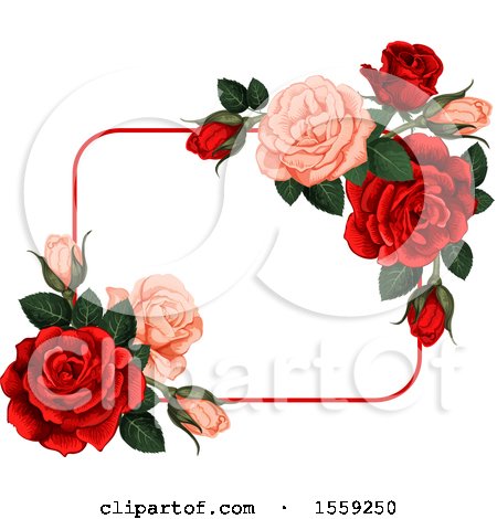 Clipart of a Red and Pink Rose Frame Design - Royalty Free Vector Illustration by Vector Tradition SM