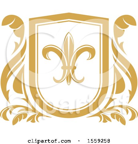 Clipart of a Golden Yellow Fleur De Lis Shield - Royalty Free Vector Illustration by Vector Tradition SM