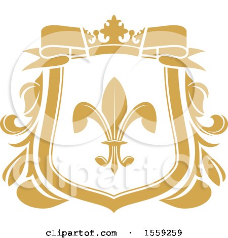 Clipart of a Golden Yellow Fleur De Lis Shield - Royalty Free Vector Illustration by Vector Tradition SM