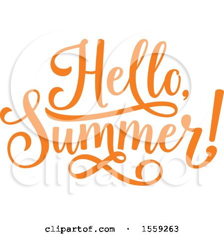 Clipart of an Orange Hello Summer Text Design - Royalty Free Vector Illustration by Vector Tradition SM