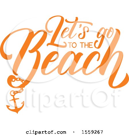 Clipart of an Orange Lets Go to the Beach Summer Text Design - Royalty Free Vector Illustration by Vector Tradition SM