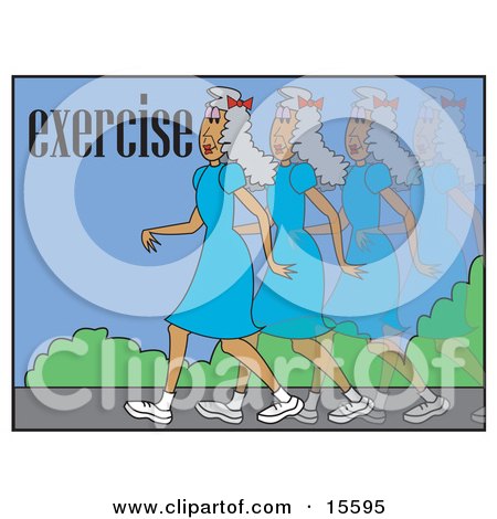 Fast Woman Speed Walking While Exercising Clipart Illustration by Andy Nortnik
