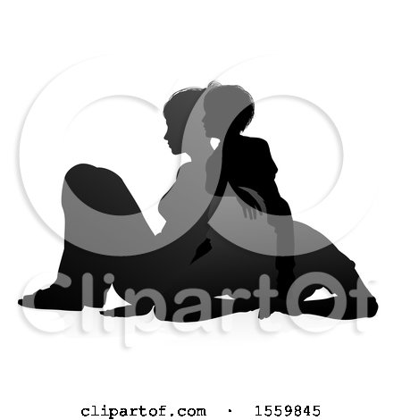 Clipart of a Silhouetted Mother Father and Son, with a Shadow on a White Background - Royalty Free Vector Illustration by AtStockIllustration