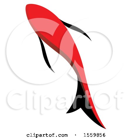 Clipart of a Red and Black Swimming Fish - Royalty Free Vector Illustration by Cherie Reve