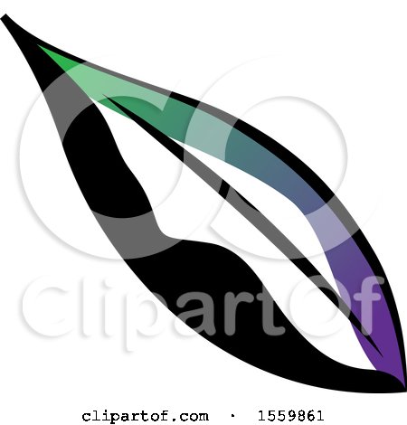 Clipart of a Beautiful Green Purple Black and White Leaf - Royalty Free Vector Illustration by Cherie Reve