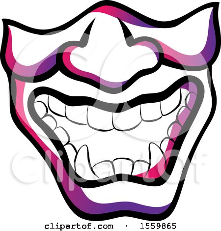 Clipart of a Scary Japanese Mask - Royalty Free Vector Illustration by Cherie Reve