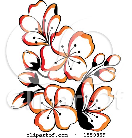 Clipart of Beautiful Asian Styled Flowers - Royalty Free Vector Illustration by Cherie Reve