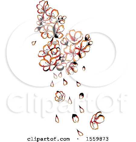 Clipart of Beautiful Asian Styled Flowers and Petals - Royalty Free Vector Illustration by Cherie Reve