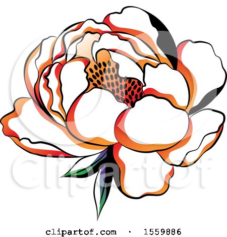 Clipart of a Beautiful Asian Styled Flower - Royalty Free Vector Illustration by Cherie Reve