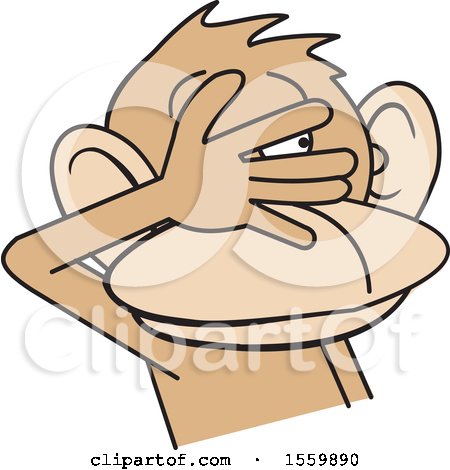 Clipart of a See No Evil Monkey - Royalty Free Vector Illustration by Johnny Sajem