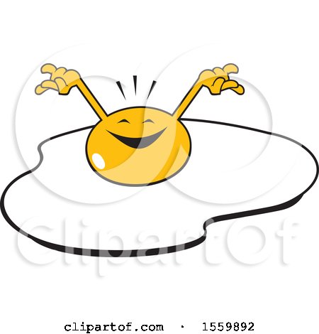 Clipart of a Happy and Cheerful Sunny Side up Egg - Royalty Free Vector Illustration by Johnny Sajem