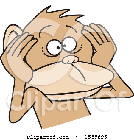 Clipart of a Hear No Evil Monkey - Royalty Free Vector Illustration by Johnny Sajem