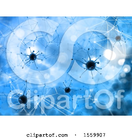Clipart of a 3D Render of a Medical Background with Virus Cells on a Low Poly Design - Royalty Free Illustration by KJ Pargeter