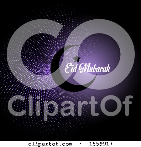 Clipart of an Eid Mubarak Background with a Crescent Moon - Royalty Free Vector Illustration by KJ Pargeter