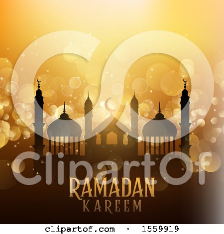 Clipart of a Ramadan Kareem Background with a Mosque - Royalty Free Vector Illustration by KJ Pargeter