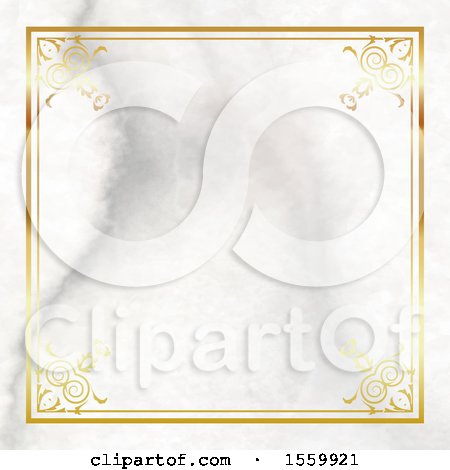 Clipart of a Marble Texture Background and Gold Frame - Royalty Free Vector Illustration by KJ Pargeter