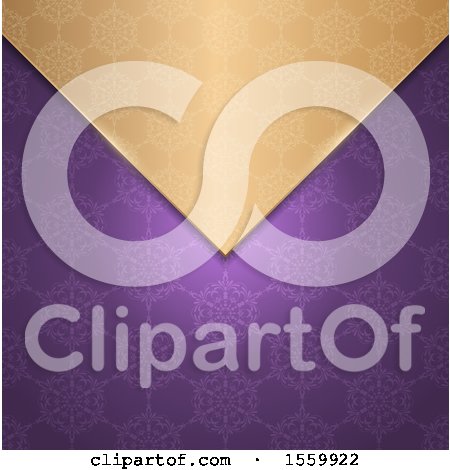 Clipart of a Gold and Purple Floral Background - Royalty Free Vector Illustration by KJ Pargeter