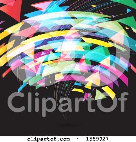 Clipart of a Colorful Geometric Background with Lines on Black - Royalty Free Vector Illustration by KJ Pargeter