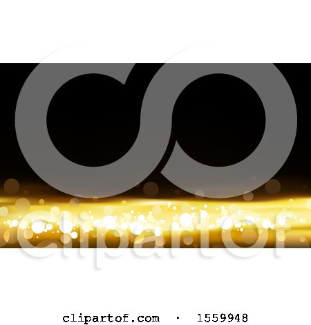 Clipart of a Black and Gold Bokeh Flare Background - Royalty Free Vector Illustration by dero