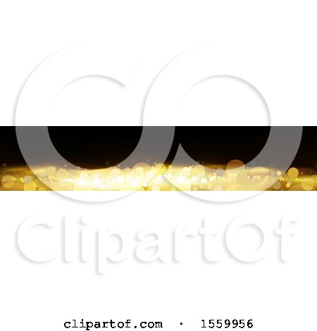 Clipart of a Black and Gold Bokeh Flare Banner - Royalty Free Vector Illustration by dero