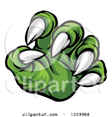 Clipart of a Green Monster Claw with Sharp Talons - Royalty Free Vector Illustration by AtStockIllustration