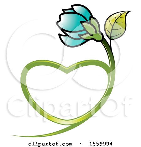Clipart of a Turquoise Flower with a Heart Shaped Stem - Royalty Free Vector Illustration by Lal Perera