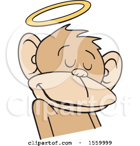 Clipart of a Do No Evil Innocent Monkey with a Halo - Royalty Free Vector Illustration by Johnny Sajem