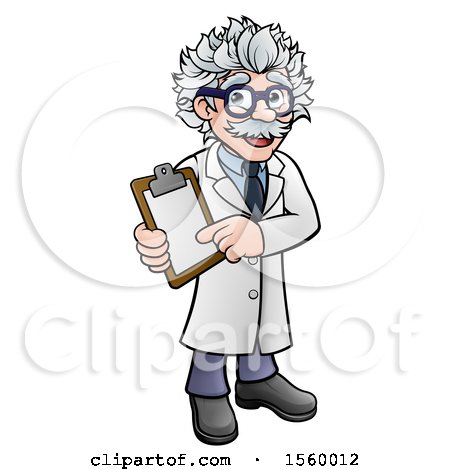 Clipart of a Happy Male Scientist Holding a Clipboard - Royalty Free Vector Illustration by AtStockIllustration