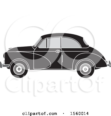 Clipart of a Grayscale Vintage Car - Royalty Free Vector Illustration by Lal Perera