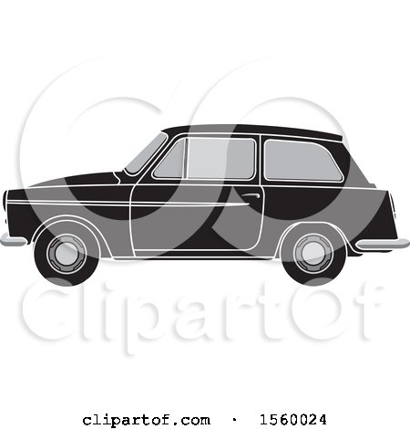 Clipart of a Grayscale Vintage Car - Royalty Free Vector Illustration by Lal Perera