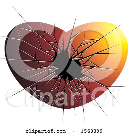 Clipart of a Red Broken Glass Heart - Royalty Free Vector Illustration by Lal Perera