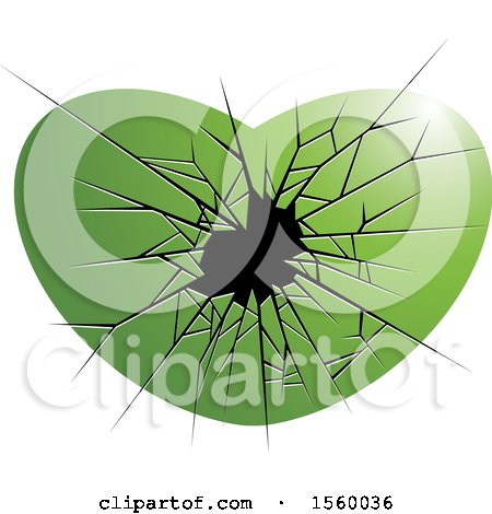 Clipart of a Green Broken Glass Heart - Royalty Free Vector Illustration by Lal Perera