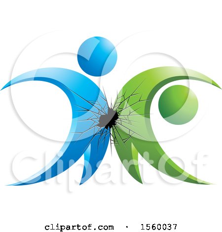 Clipart of a Shatter with Green and Blue People - Royalty Free Vector Illustration by Lal Perera