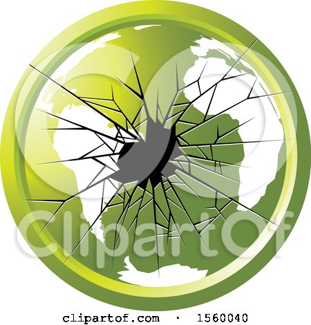 Clipart of a Green Broken Glass Globe Icon - Royalty Free Vector Illustration by Lal Perera
