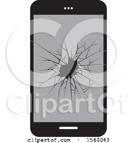 Clipart of a Broken Glass Cell Phone Screen - Royalty Free Vector Illustration by Lal Perera