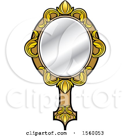 Clipart of a Golden Hand Mirror - Royalty Free Vector Illustration by Lal Perera