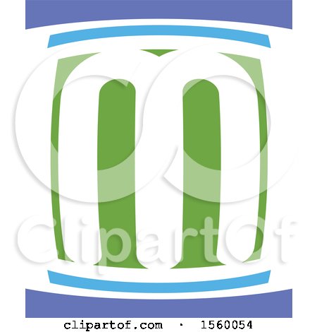 Clipart of a Green and Blue Abstract Letter M Design - Royalty Free Vector Illustration by Lal Perera