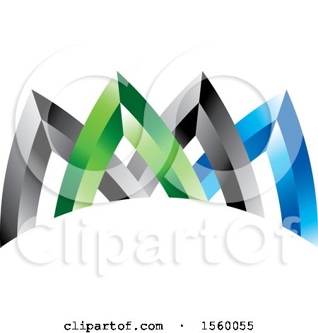 Clipart of a Design of Green, Blue and Black Arrows or Triangles - Royalty Free Vector Illustration by Lal Perera