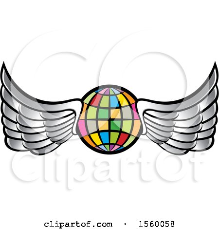 Clipart of a Colorful Winged Globe - Royalty Free Vector Illustration by Lal Perera